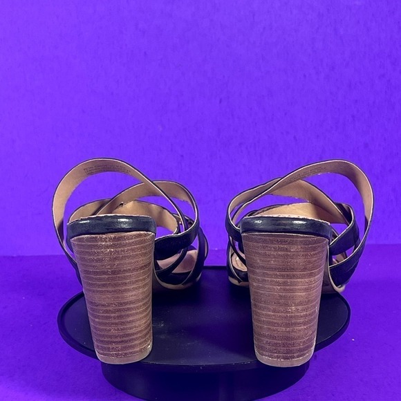 CREVO Petal Block Heel Leather Mule Sandal In Black Women's Shoe Size 9 - Picture 4 of 11